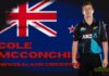 Cole McConchie: Age, Height, Family, Career, Stats & Net Worth Cole McConchie New Zealand cricketer in Black Caps jersey with national flag background