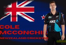 Cole McConchie: Age, Height, Family, Career, Stats & Net Worth Cole McConchie New Zealand cricketer in Black Caps jersey with national flag background