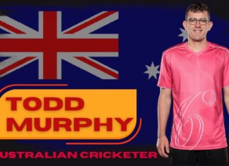 Todd Murphy: Age, Height, Family, Career, Stats, Net Worth & More Todd Murphy Australian cricketer portrait with Australia flag background wearing glasses and pink jersey