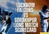 Lucknow Falcons vs Gaur Gorakhpur Lions Match Scorecard: UP T20 League Match no 11, 2025 lucknow falcons vs gorakhpur lions match scorecard
